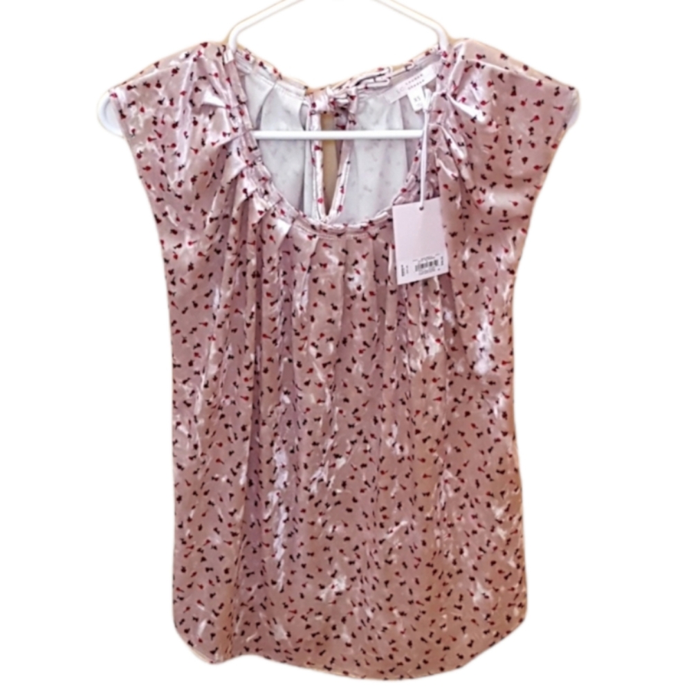 LAUREN CONRAD White with Pink Apples Blouse